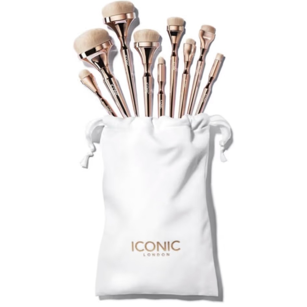 Iconic London 9 Piece Brush Set and Pouch NWT